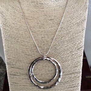 Long two-tone silver necklace, (17.5")